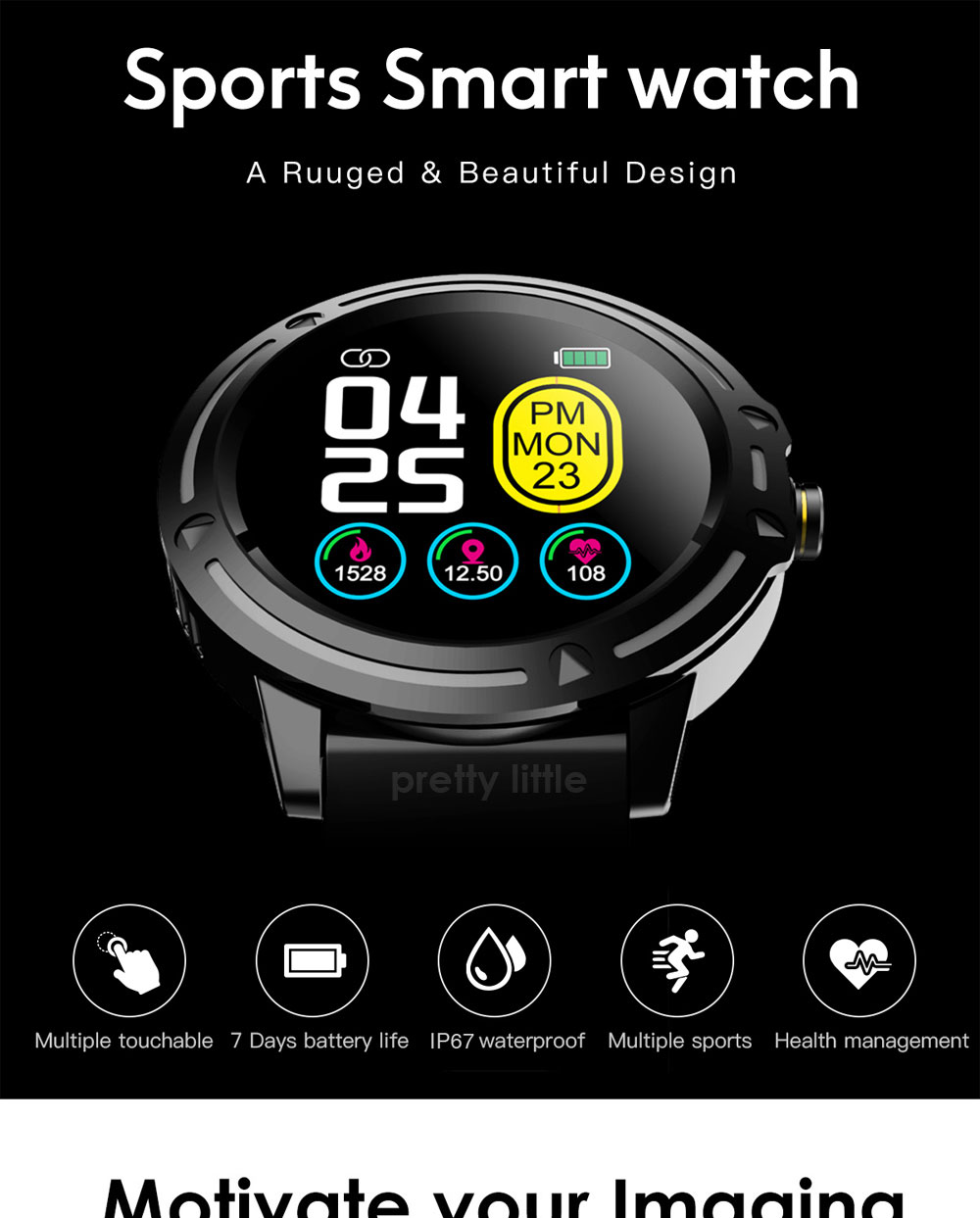 Wearfit Αδιάβροχο Smartwatch Αθλητικό Ρολόι Activity Tracker με Μετρητή Παλμών, Βημάτων, Πίεσης, Οξυγόνου, Ύπνου & Αθλητικές Δραστηριότητες